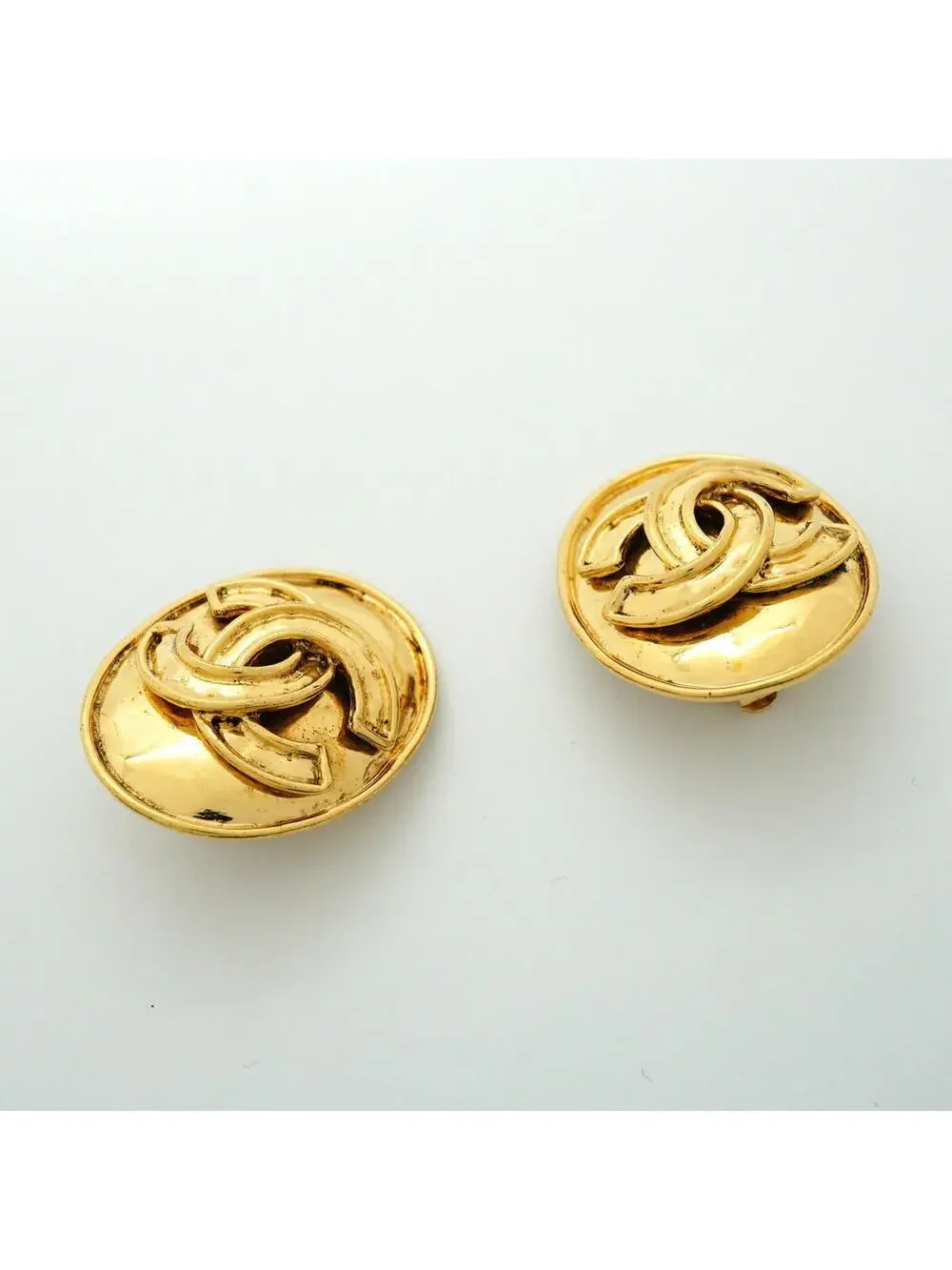 Chanel Cc Logo Oval Clip-On Earrings #357924C67B